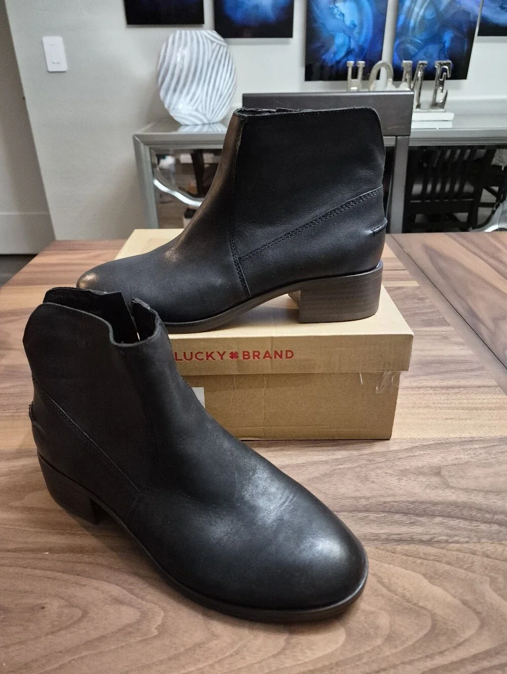 Lucky Brand Pedera Ankle Boots Booties Leather Women's Sz 8.5 M  $139